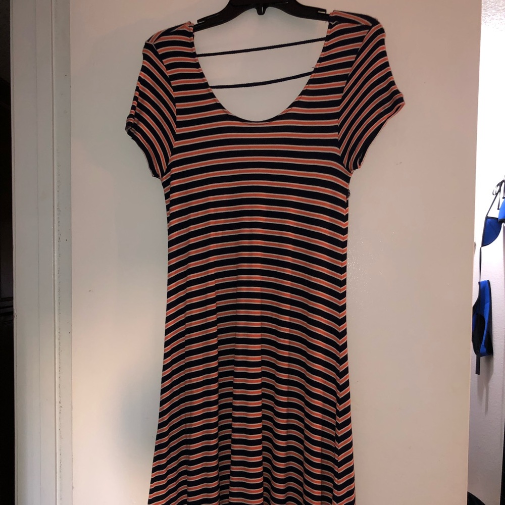 Navy + orange dress